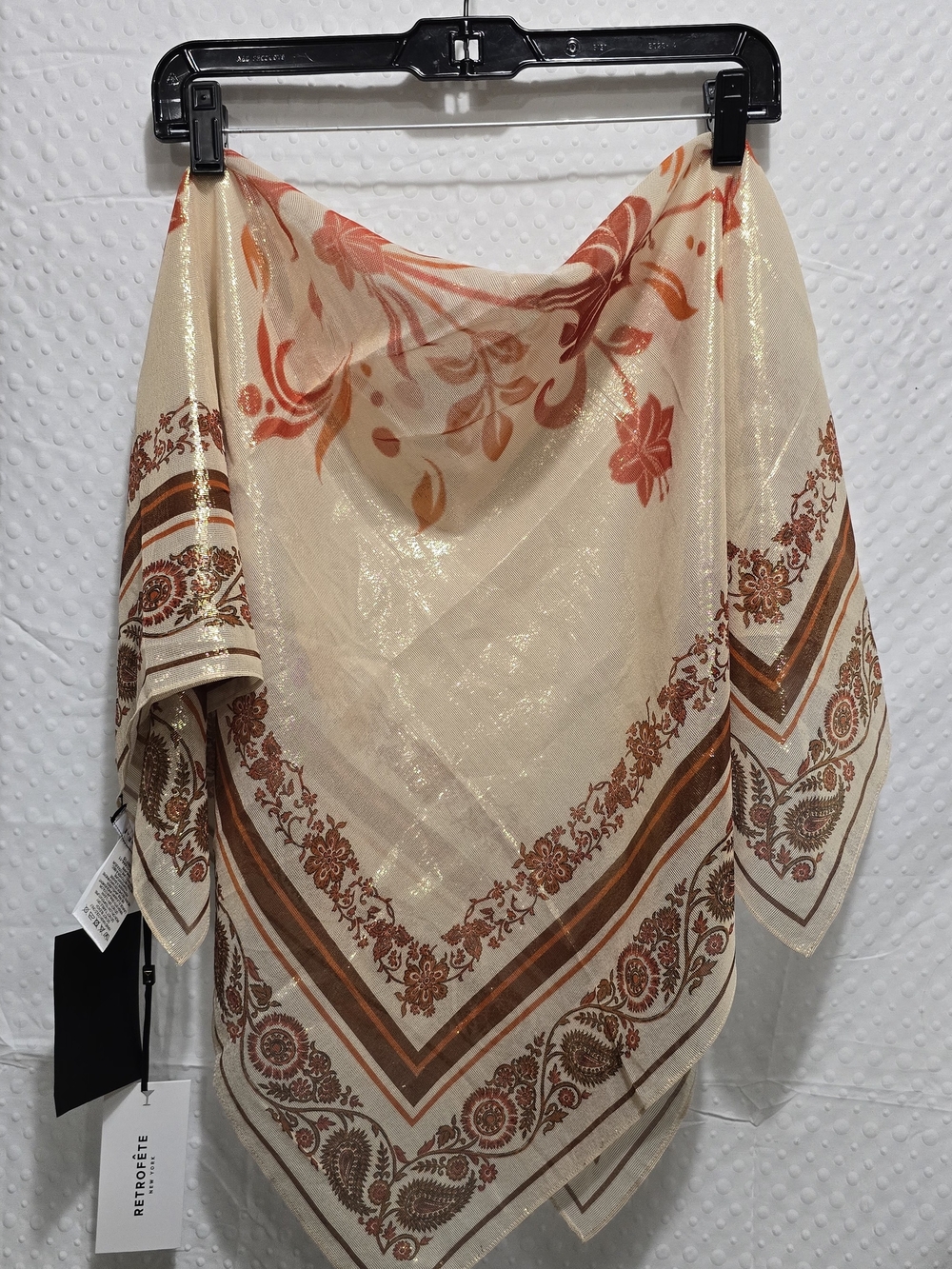 RETROFETE NEW YORK Cream and Rust Floral Silk.